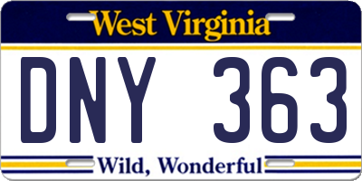 WV license plate DNY363