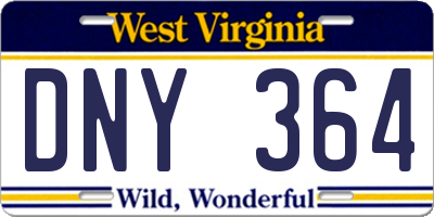 WV license plate DNY364