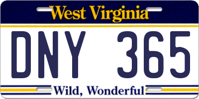 WV license plate DNY365