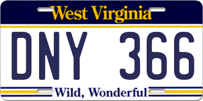 WV license plate DNY366