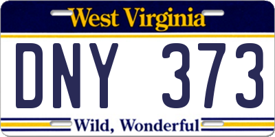 WV license plate DNY373
