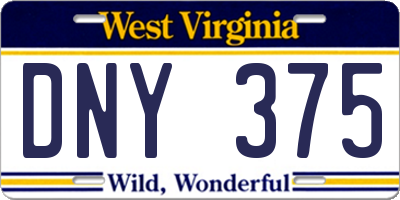 WV license plate DNY375