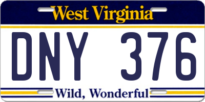 WV license plate DNY376
