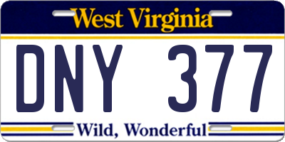 WV license plate DNY377