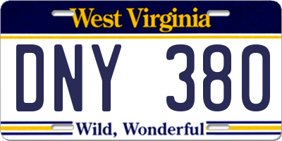 WV license plate DNY380
