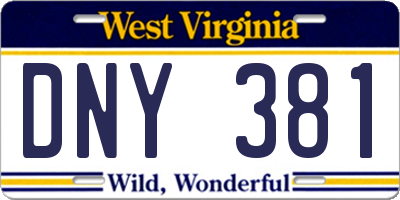 WV license plate DNY381
