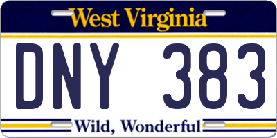 WV license plate DNY383