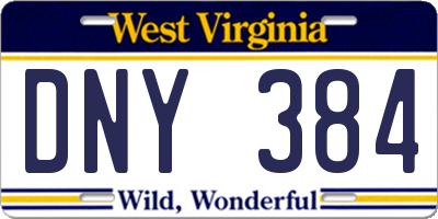 WV license plate DNY384