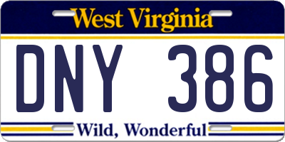 WV license plate DNY386