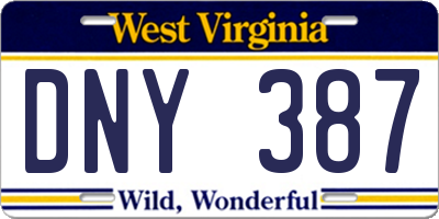 WV license plate DNY387