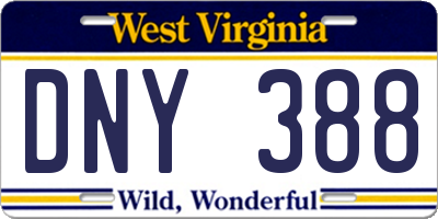 WV license plate DNY388