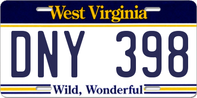 WV license plate DNY398