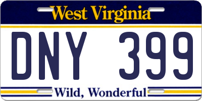 WV license plate DNY399