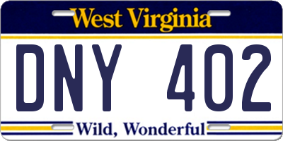 WV license plate DNY402