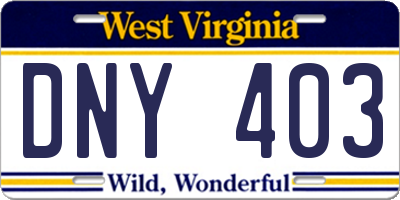 WV license plate DNY403