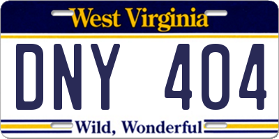 WV license plate DNY404