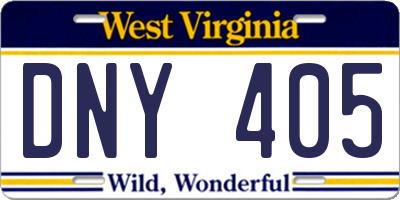 WV license plate DNY405