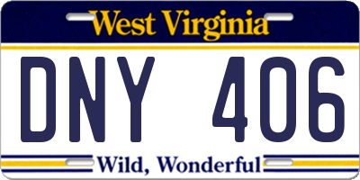 WV license plate DNY406
