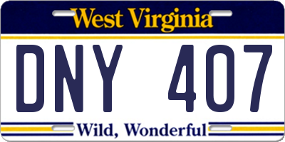 WV license plate DNY407