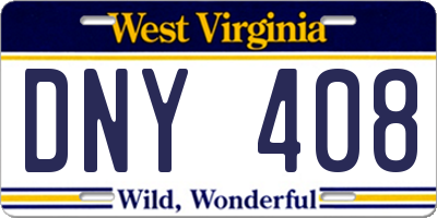 WV license plate DNY408