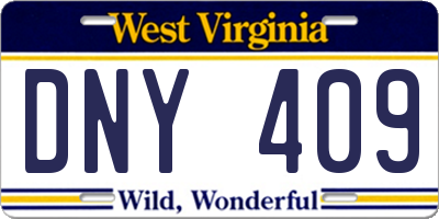 WV license plate DNY409