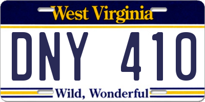 WV license plate DNY410