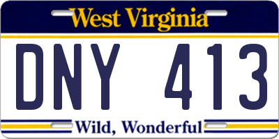 WV license plate DNY413