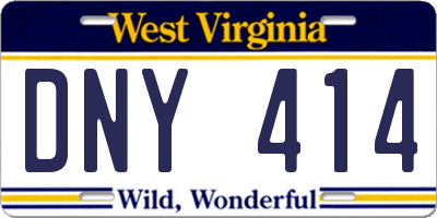 WV license plate DNY414