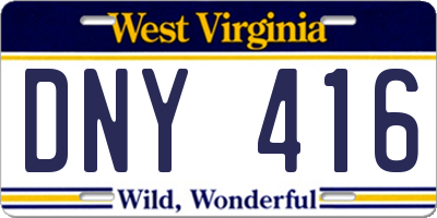 WV license plate DNY416
