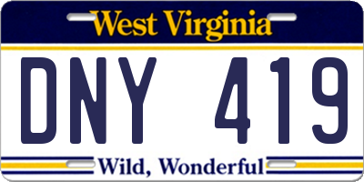 WV license plate DNY419