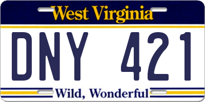 WV license plate DNY421