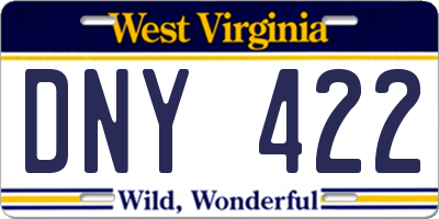 WV license plate DNY422