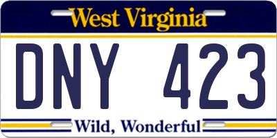 WV license plate DNY423
