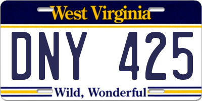 WV license plate DNY425