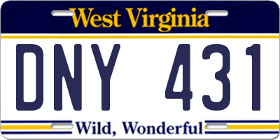 WV license plate DNY431