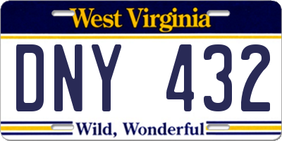 WV license plate DNY432