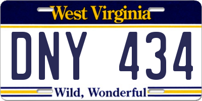 WV license plate DNY434