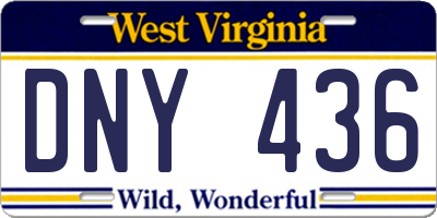 WV license plate DNY436