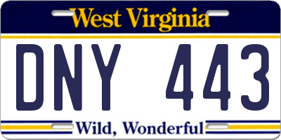 WV license plate DNY443