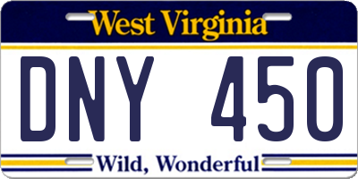 WV license plate DNY450