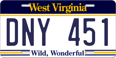 WV license plate DNY451