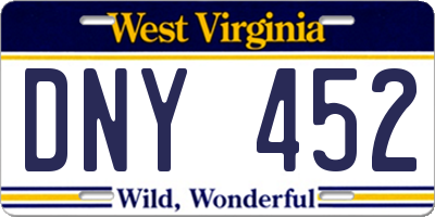 WV license plate DNY452