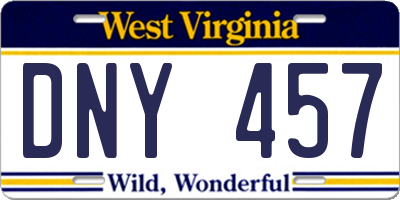 WV license plate DNY457