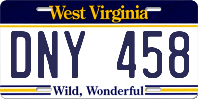 WV license plate DNY458