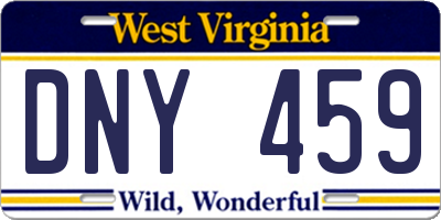 WV license plate DNY459