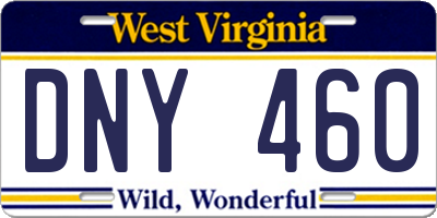 WV license plate DNY460