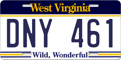 WV license plate DNY461