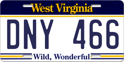 WV license plate DNY466