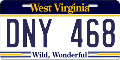 WV license plate DNY468