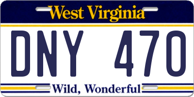 WV license plate DNY470